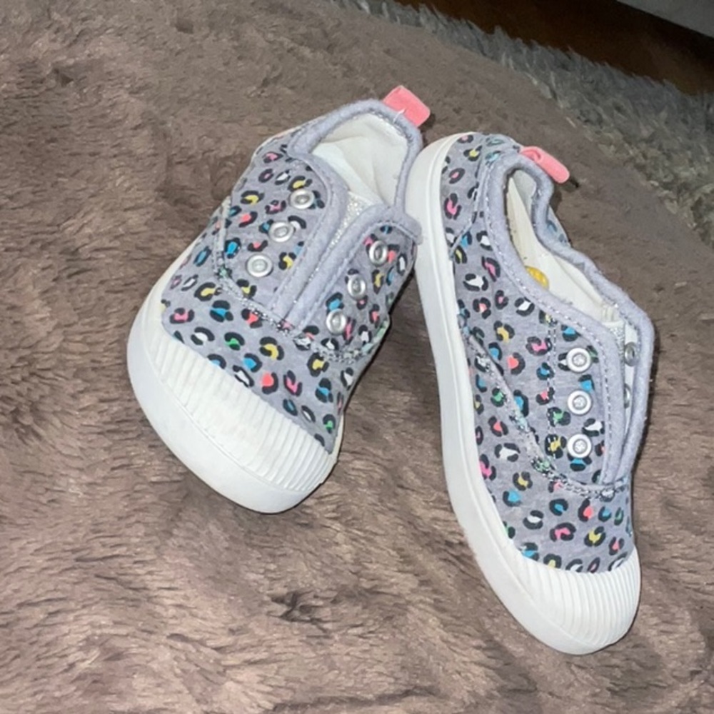 CAT & JACK RAINBOW CHEETAH SLIP ON SHOES SIZE 10